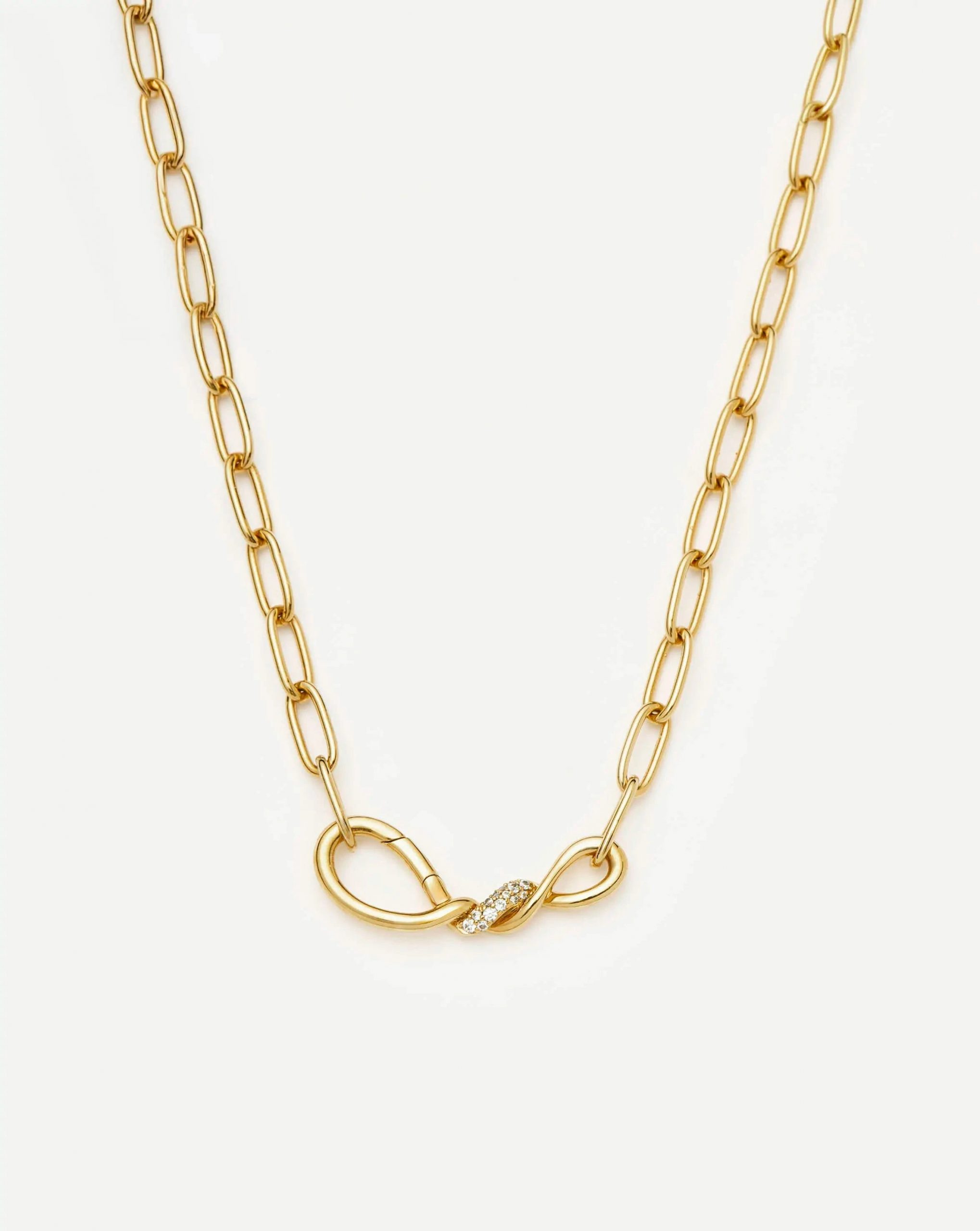 Missoma Molten Snow Paperclip Chain Necklace | 18ct Gold Plated/Cubic Zirconia