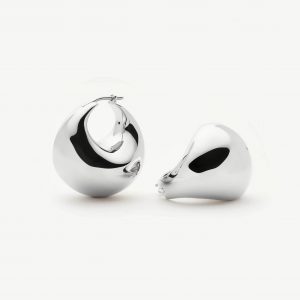 Missoma Sculptural Chubby Dome Medium Hoop Earrings | Silver Plated