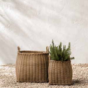 McGee & Co Lightwash Handled Planter Basket