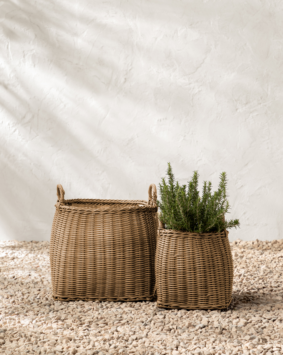 McGee & Co Lightwash Handled Planter Basket