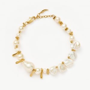 Missoma Mixed Pearl Statement Beaded Bracelet | 18ct Gold Plated/Pearl