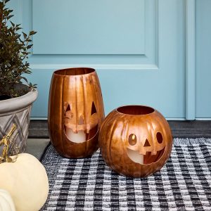 McGee & Co Metal Jack-O-Lantern Hurricane