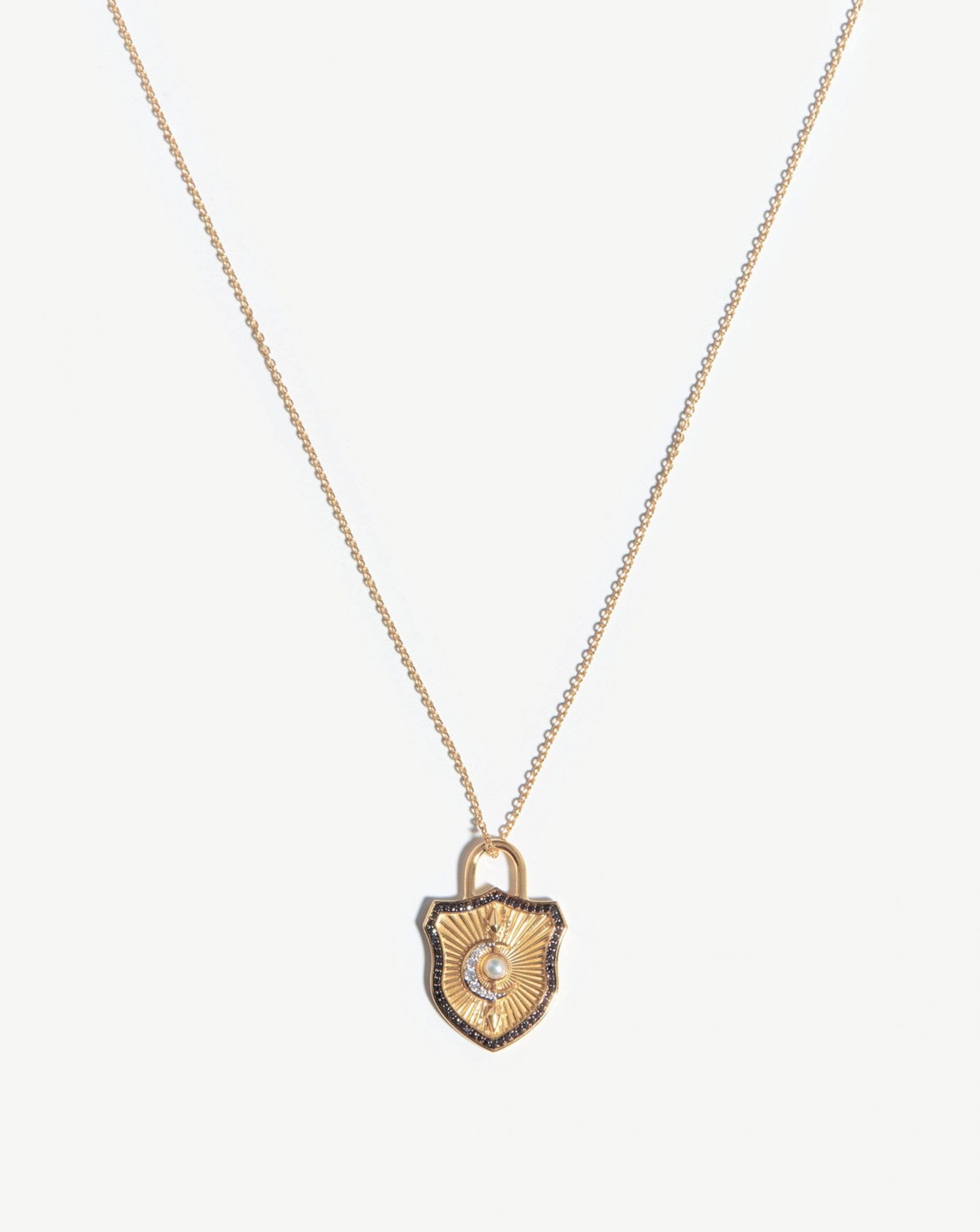 Missoma Harris Reed Solid Gold Shield Necklace |