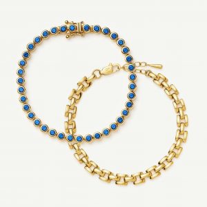 Missoma The Forever Timeless Bracelet Set | 18ct Gold Plated/18ct Gold Vermeil/Sapphire Blue Nano-