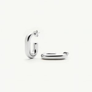 Missoma Chubby Oval Small Hoop Earrings | Platinum Plated