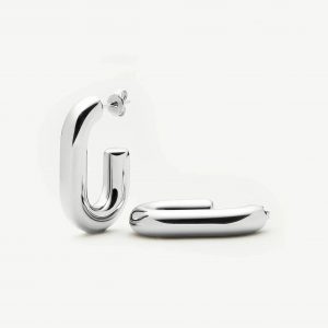 Missoma Chubby Oval Medium Hoop Earrings | Platinum Plated