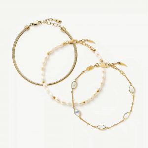 Missoma The Pearl-fect Trio Bracelet Set | 18ct Gold Plated/Pearl