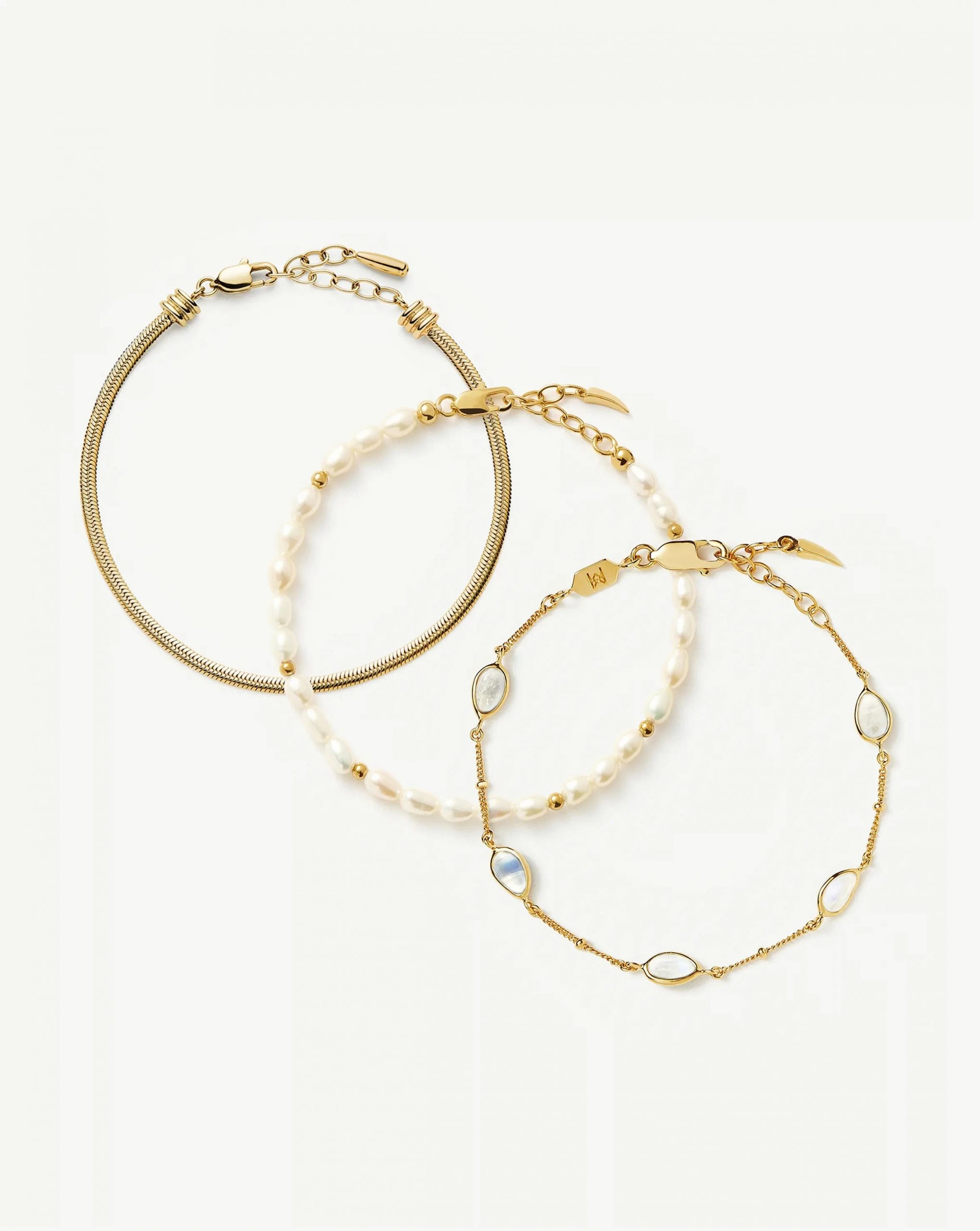 Missoma The Pearl-fect Trio Bracelet Set | 18ct Gold Plated/Pearl