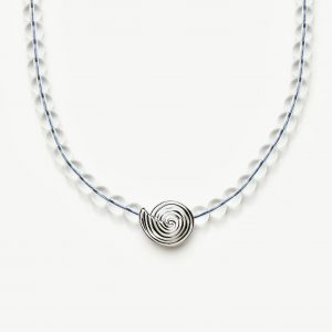 Missoma Spiral Gemstone Beaded Pendant Necklace | Silver Plated/Clear Crystal Quartz
