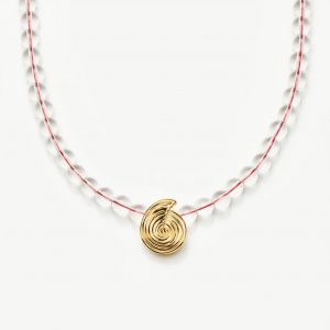 Missoma Spiral Gemstone Beaded Pendant Necklace | 18ct Gold Plated/Clear Crystal Quartz