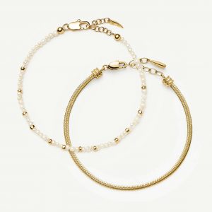 Missoma The Everyday Pearl Bracelet Set | 18ct Gold Plated/Pearl