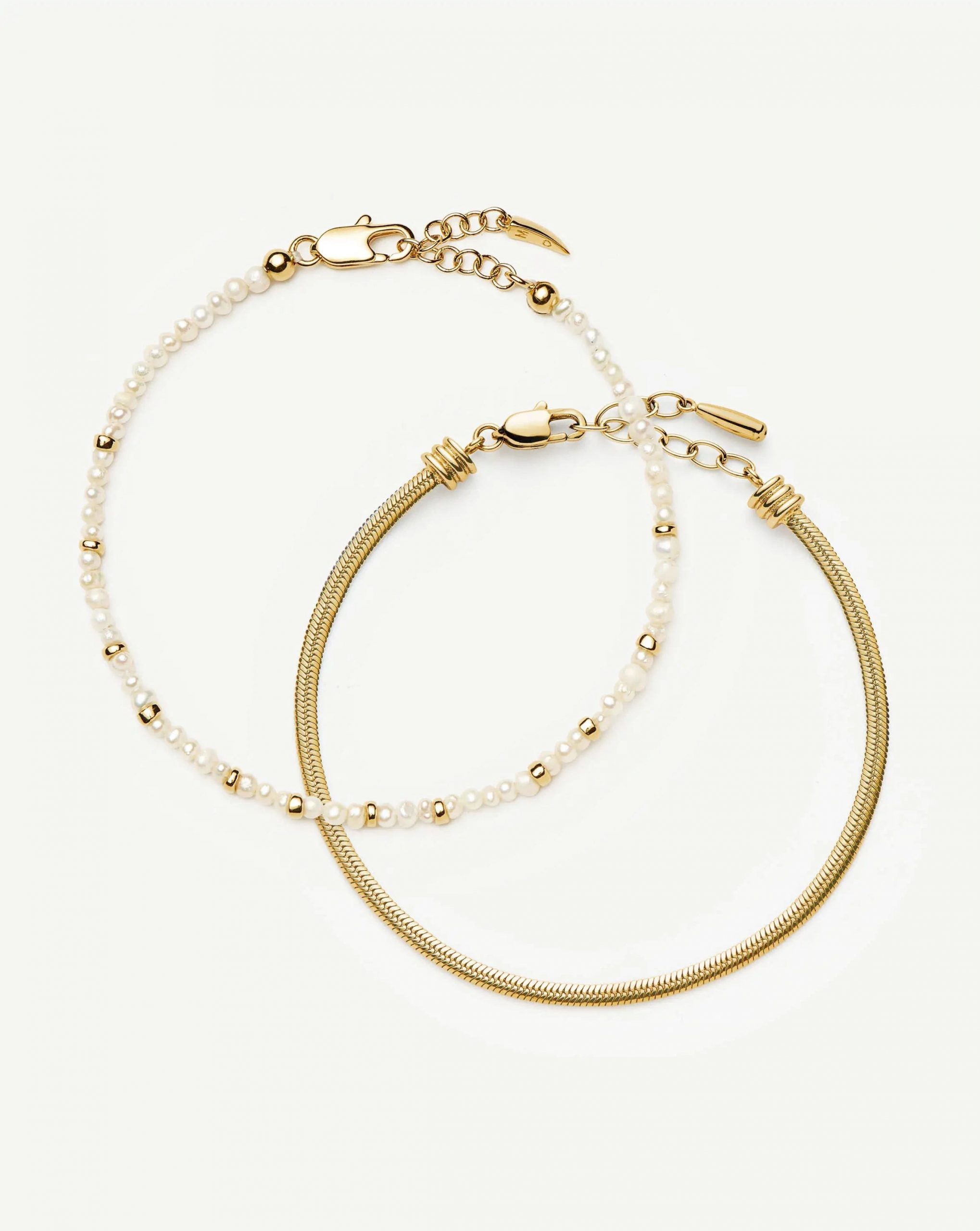 Missoma The Everyday Pearl Bracelet Set | 18ct Gold Plated/Pearl