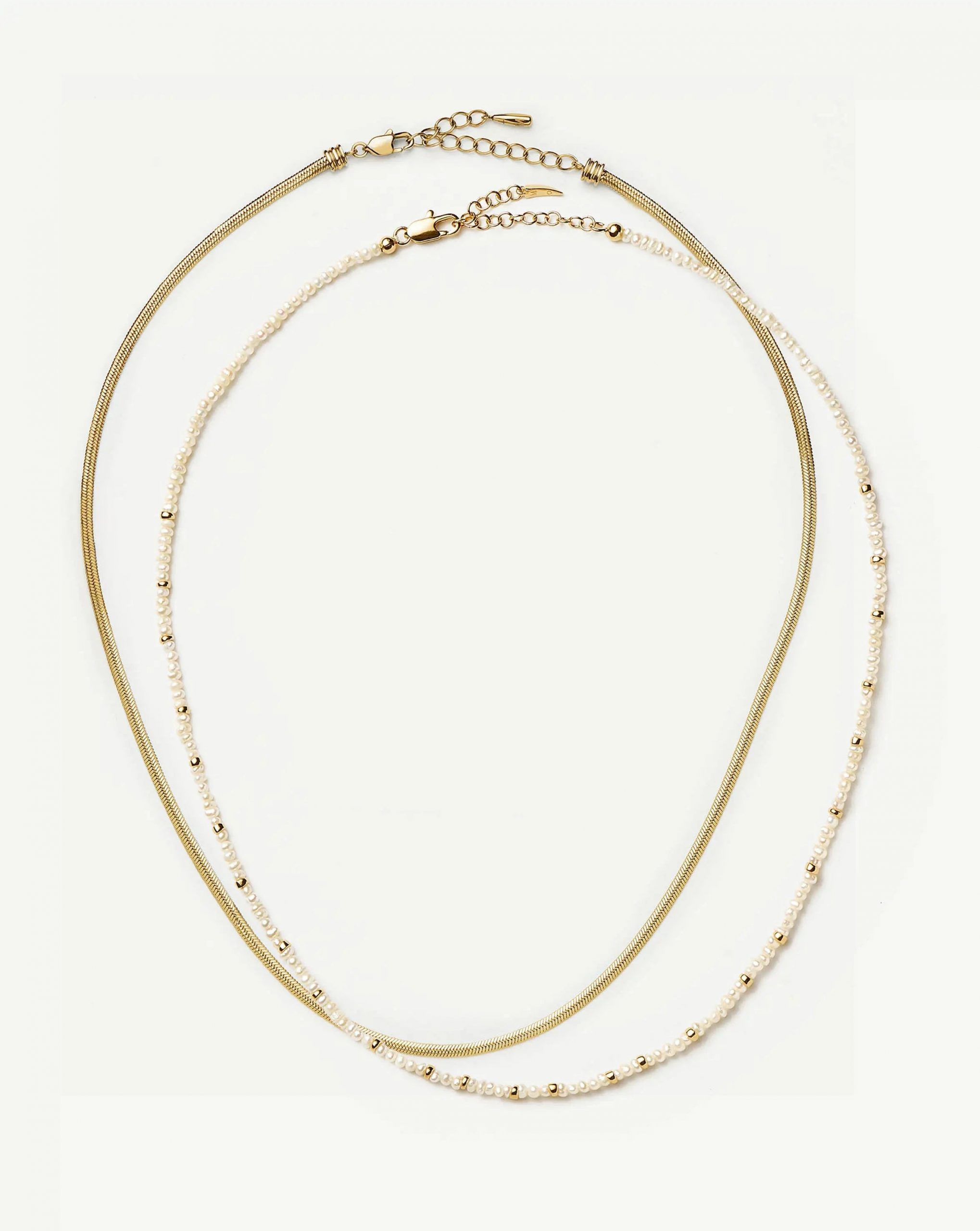 Missoma The Everyday Pearl Necklace Set | 18ct Gold Plated/Pearl