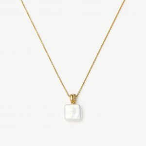 Missoma Square Pearl Baya Pendant Necklace | 18ct Gold Vermeil/Pearl