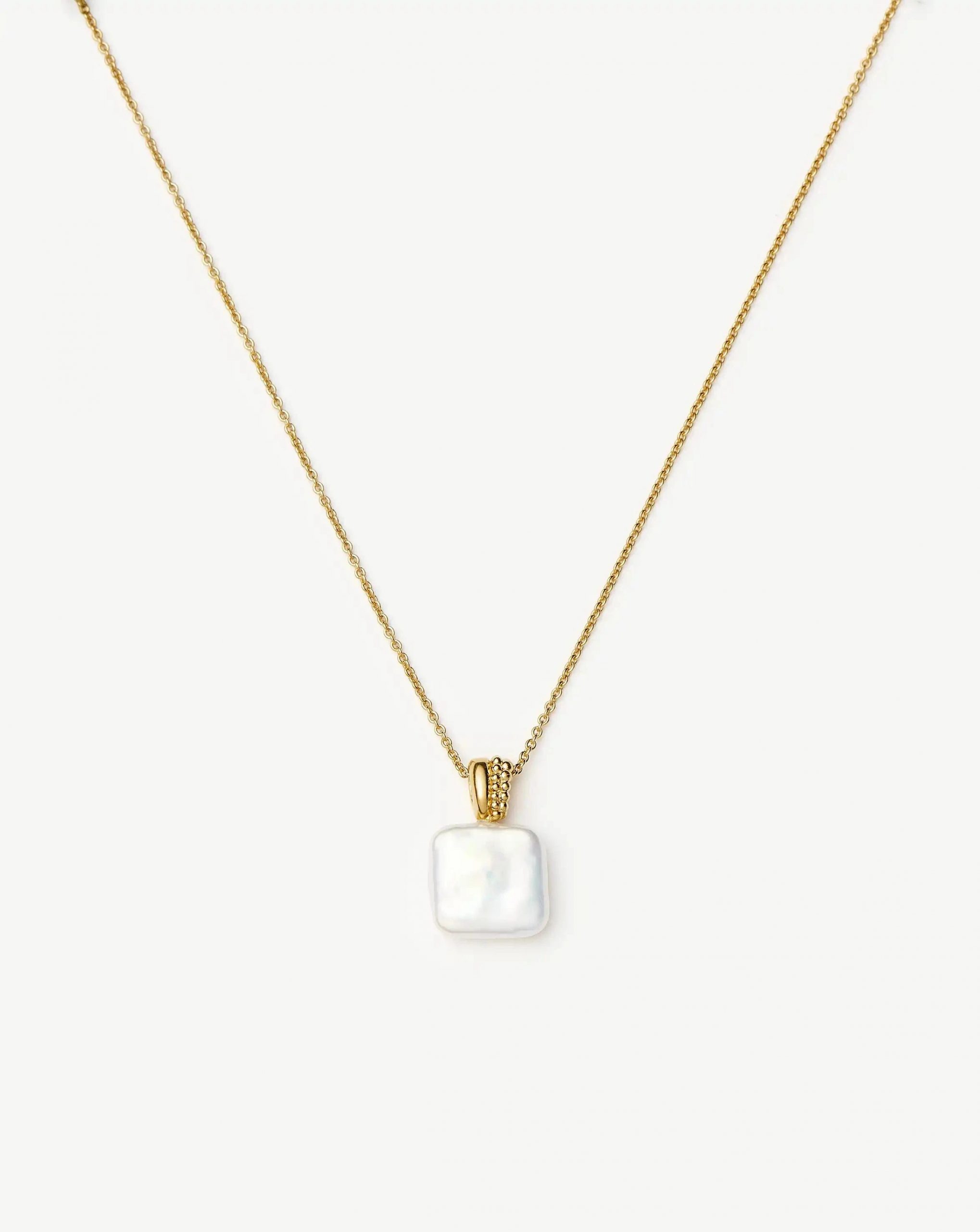 Missoma Square Pearl Baya Pendant Necklace | 18ct Gold Vermeil/Pearl