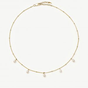 Missoma Pearl Baya Baroque Chain Choker | 18ct Gold Vermeil/Pearl