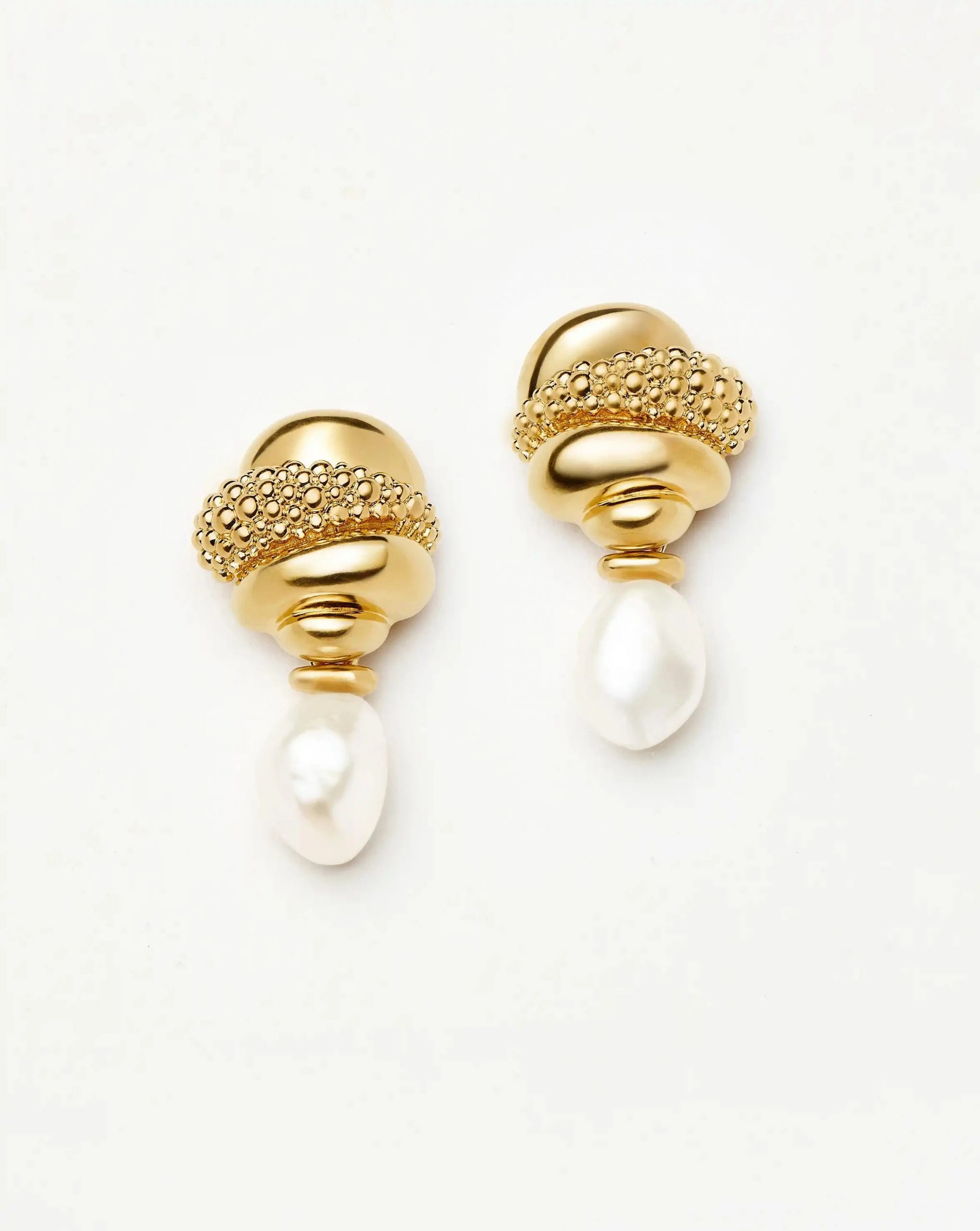 Missoma Pearl Baya Charm Drop Earrings | 18ct Gold Plated/Pearl