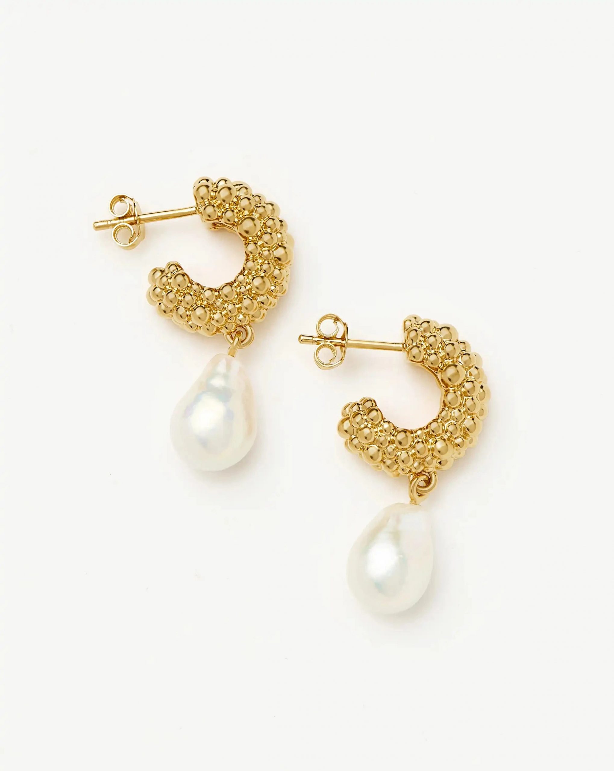 Missoma Pearl Baya Charm Hoop Earrings | 18ct Gold Plated/Pearl