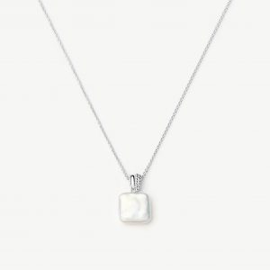 Missoma Square Pearl Baya Pendant Necklace | Sterling Silver/Pearl