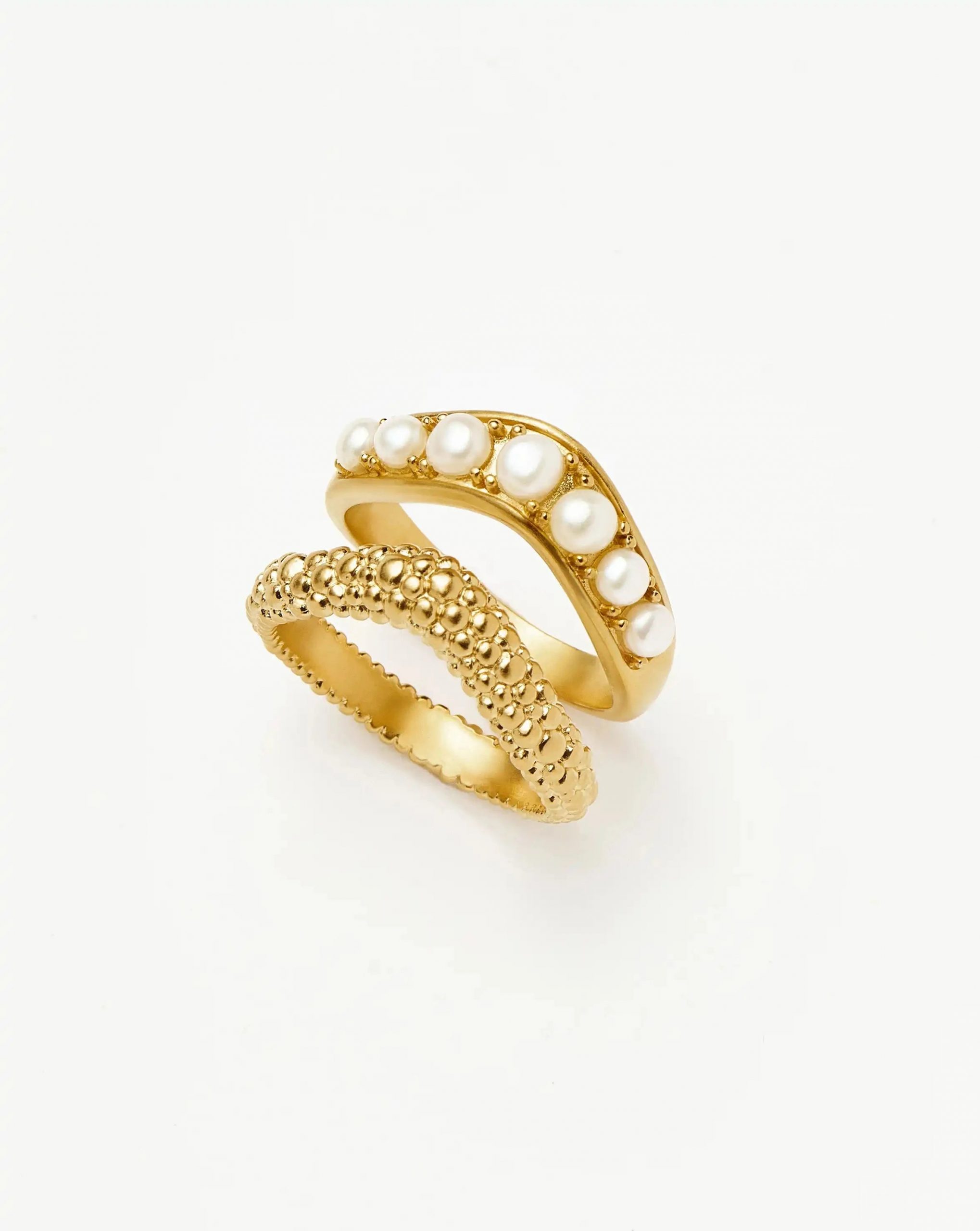 Missoma The Pearl-fect Stacking Ring Set | 18ct Gold Plated/Pearl