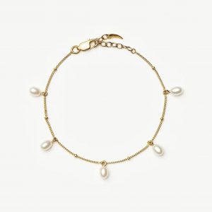 Missoma Pearl Baya Baroque Chain Bracelet | 18ct Gold Vermeil/Pearl