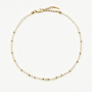 Missoma Micro Pearl Beaded Anklet | 18ct Gold Plated/Pearl