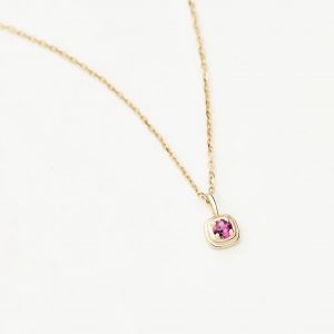 Missoma Solid Gold October Birthstone Pendant Necklace | 14ct Solid Gold/Pink Tourmaline