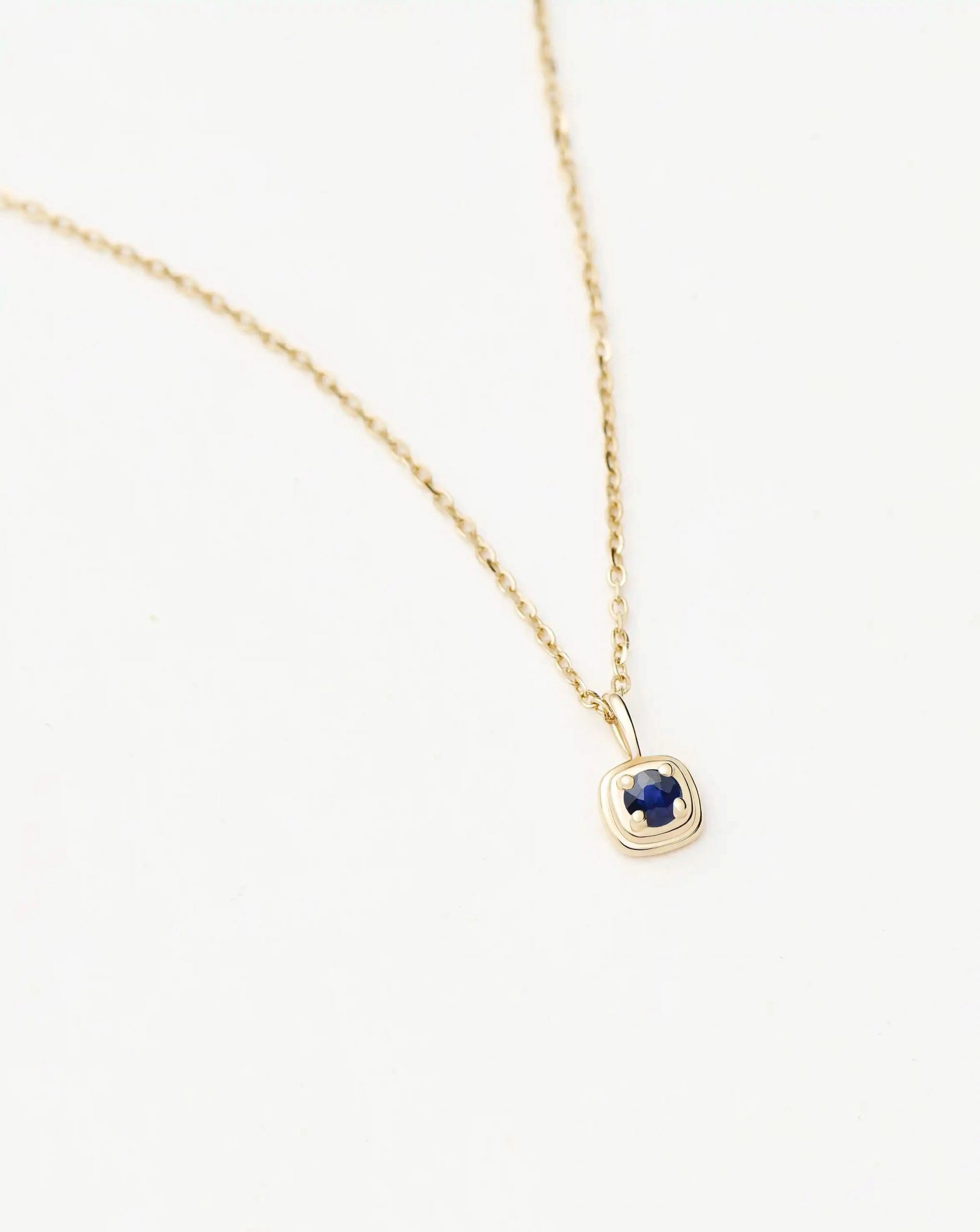 Missoma Solid Gold September Birthstone Pendant Necklace | 14ct Solid Gold/Blue Sapphire
