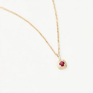 Missoma Solid Gold July Birthstone Pendant Necklace | 14ct Solid Gold/Ruby