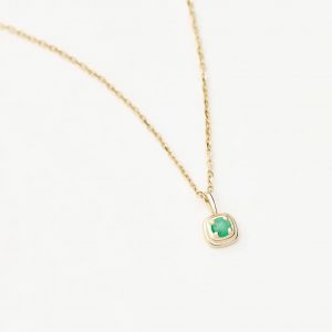 Missoma Solid Gold May Birthstone Pendant Necklace | 14ct Solid Gold/Emerald