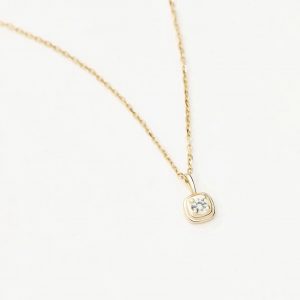 Missoma Solid Gold April Birthstone Pendant Necklace | 14ct Solid Gold/White Sapphire