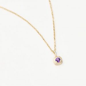 Missoma Solid Gold February Birthstone Pendant Necklace | 14ct Solid Gold/Amethyst