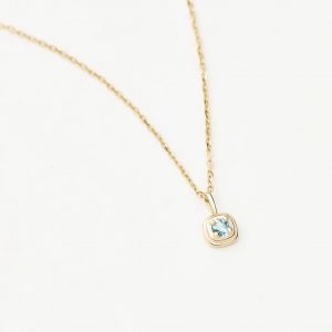 Missoma Solid Gold March Birthstone Pendant Necklace | 14ct Solid Gold/Aquamarine