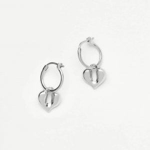 Missoma Molten Heart Charm Hoop Earrings | Silver Plated