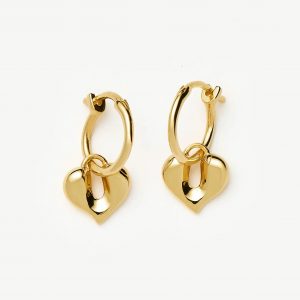 Missoma Molten Heart Charm Hoop Earrings | 18ct Gold Plated