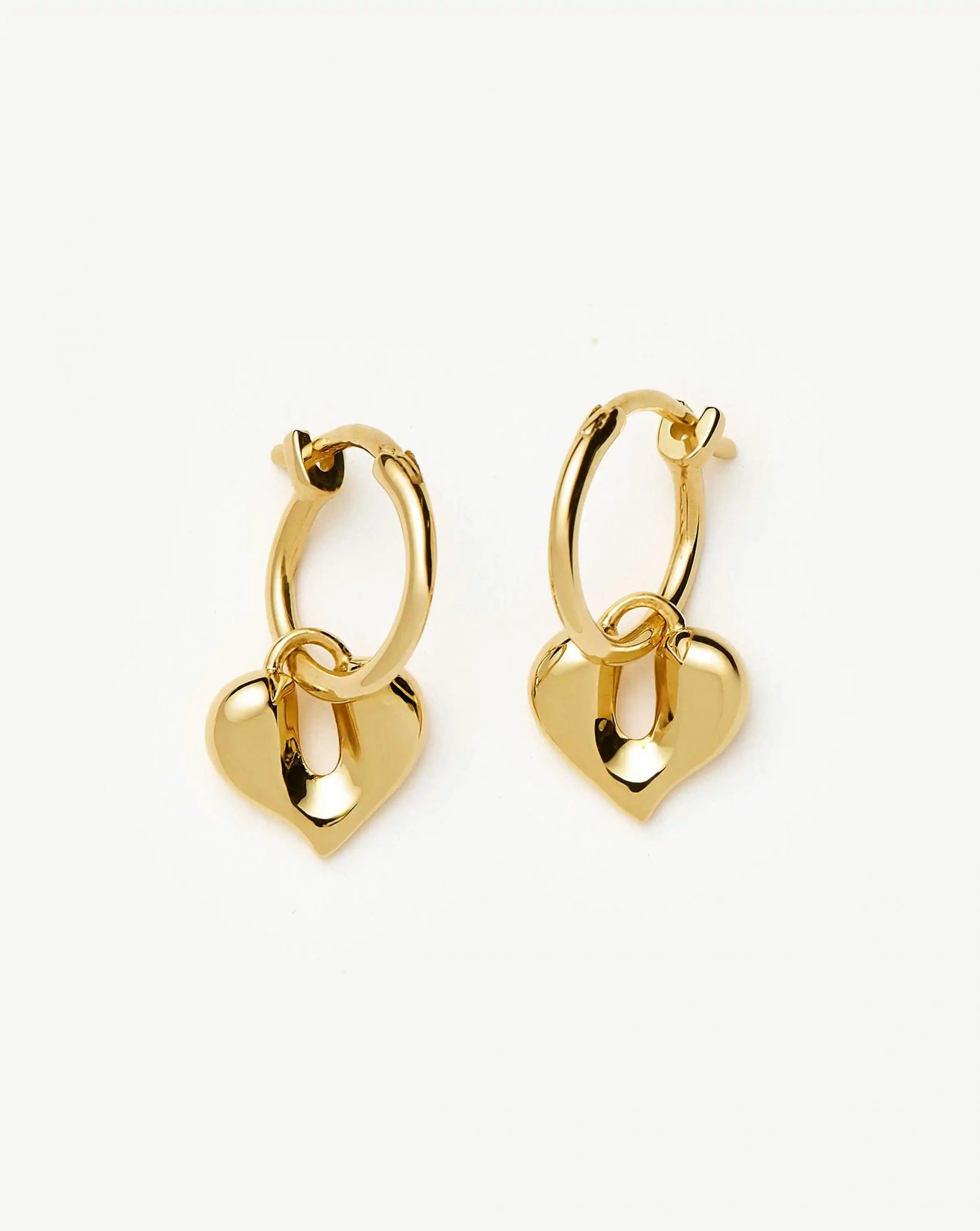 Missoma Molten Heart Charm Hoop Earrings | 18ct Gold Plated