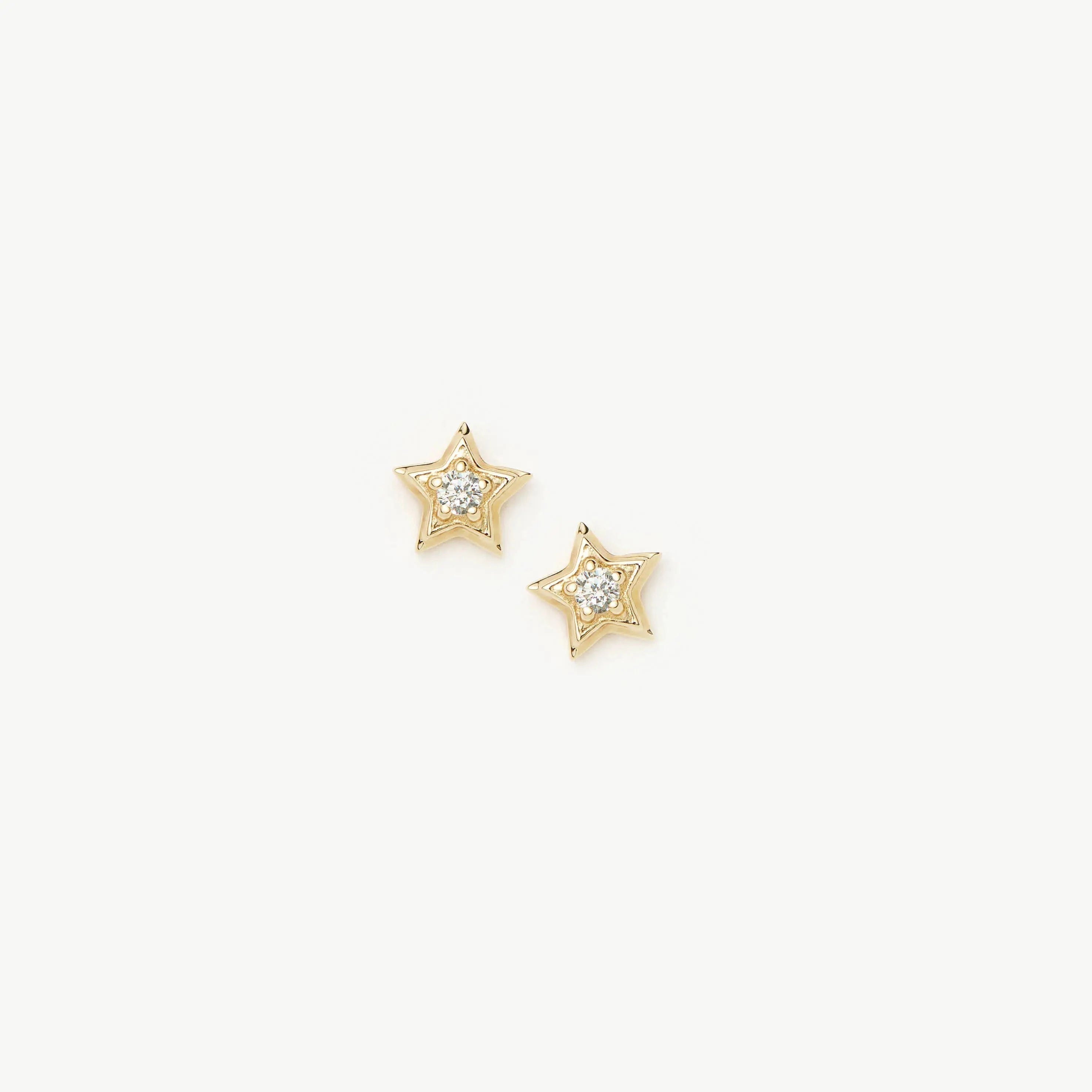 Missoma Solid Gold Diamond Star Stud Earrings | 9ct Solid Yellow Gold