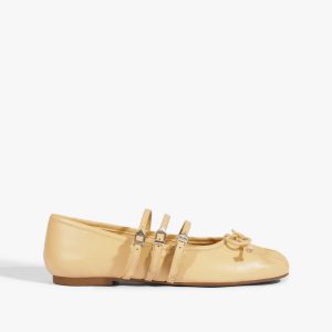 Schutz Shoes Arissa Beige Leather Ballet Flat