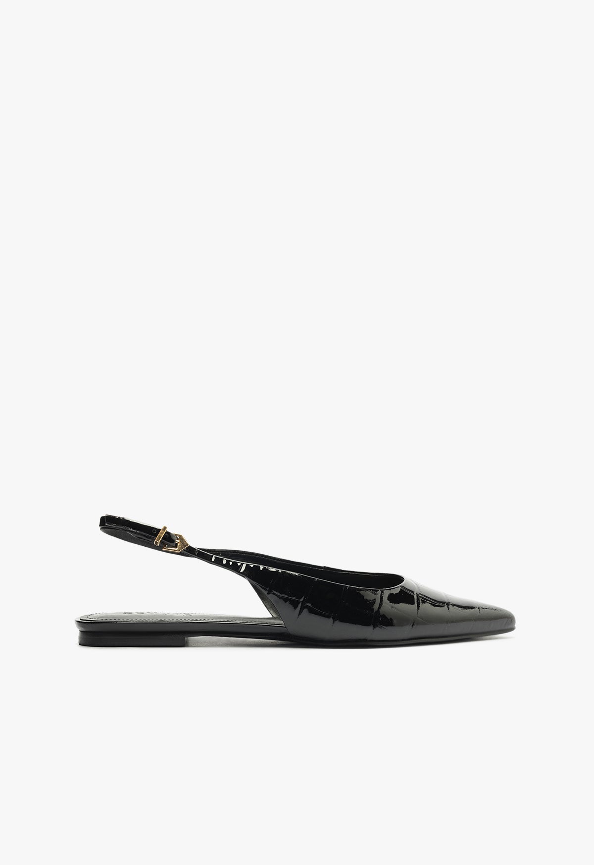 Schutz Shoes Paola Black Leather Flat