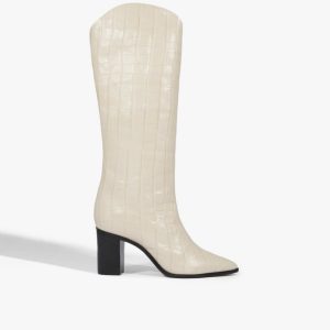 Schutz Shoes Maryana Block Crocodile-Embossed Leather Boot