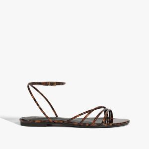 Schutz Shoes Inez Animal Print Leather Flat Sandal