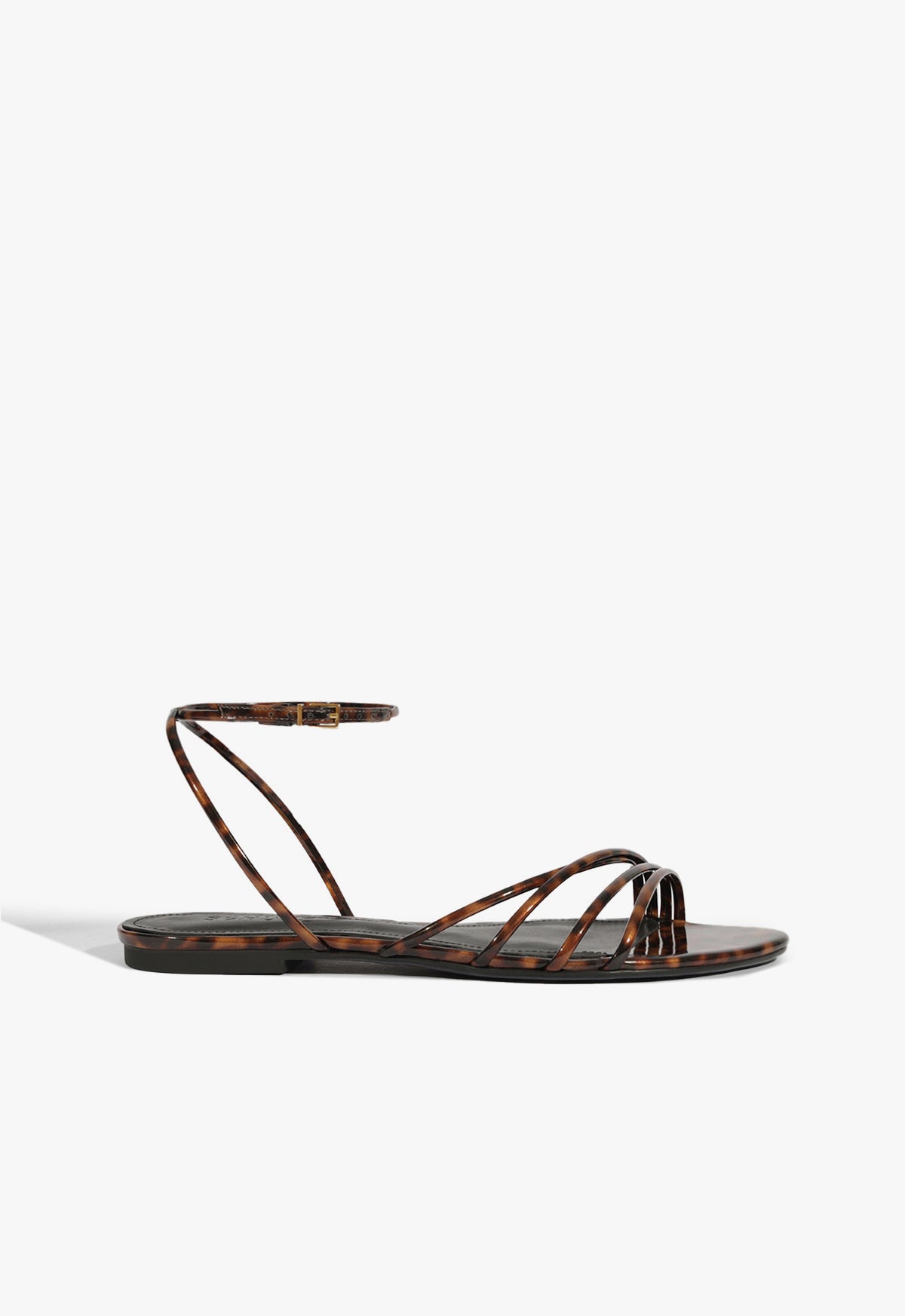 Schutz Shoes Inez Animal Print Leather Flat Sandal