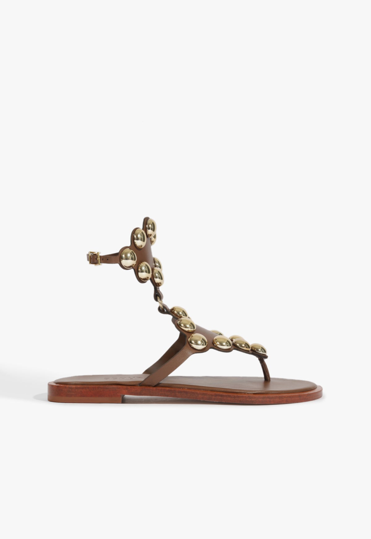 Schutz Shoes Mist Brown Leather Flat Sandal