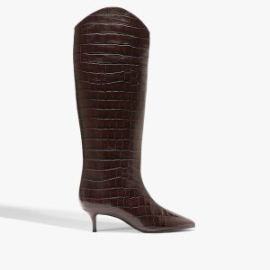 Schutz Shoes Maryana Lo Crocodile-Embossed Leather Boot