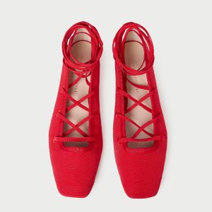 Loeffler Randall Louisa Red Lace-Up Ballet Flat