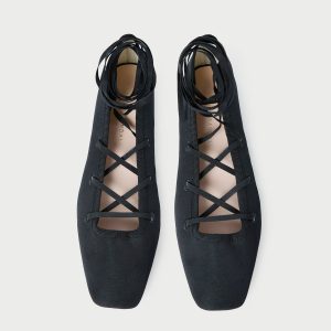Loeffler Randall Louisa Black Lace-Up Ballet Flat
