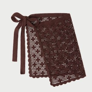 Loeffler Randall Betty Brown Crochet Apron