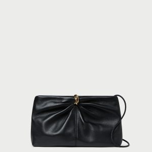 Loeffler Randall Corrine Black Leather Gathered Clutch
