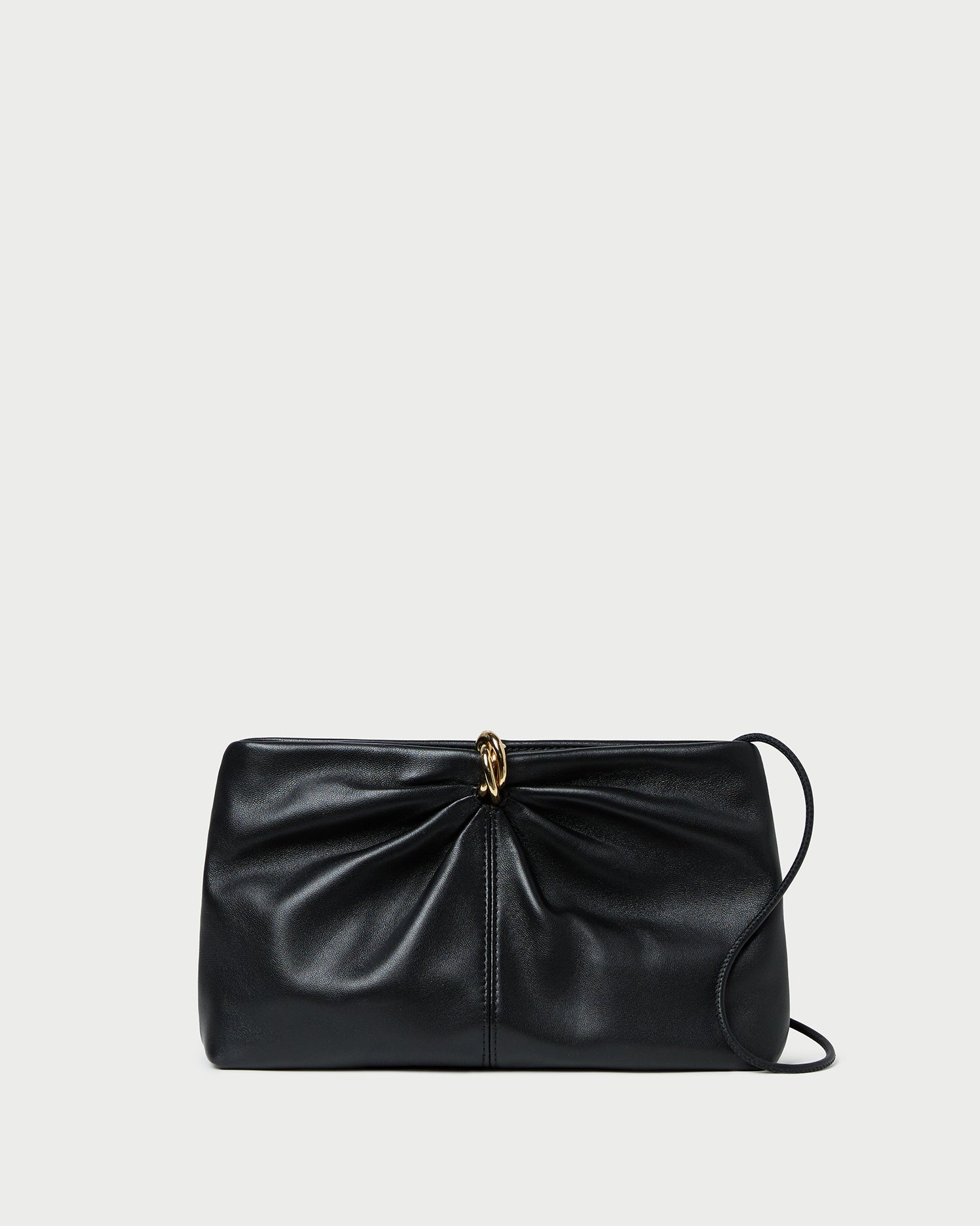 Loeffler Randall Corrine Black Leather Gathered Clutch