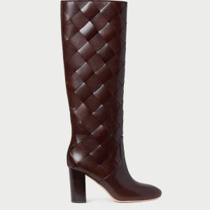 Loeffler Randall Goldy Espresso Woven Leather Tall Boot